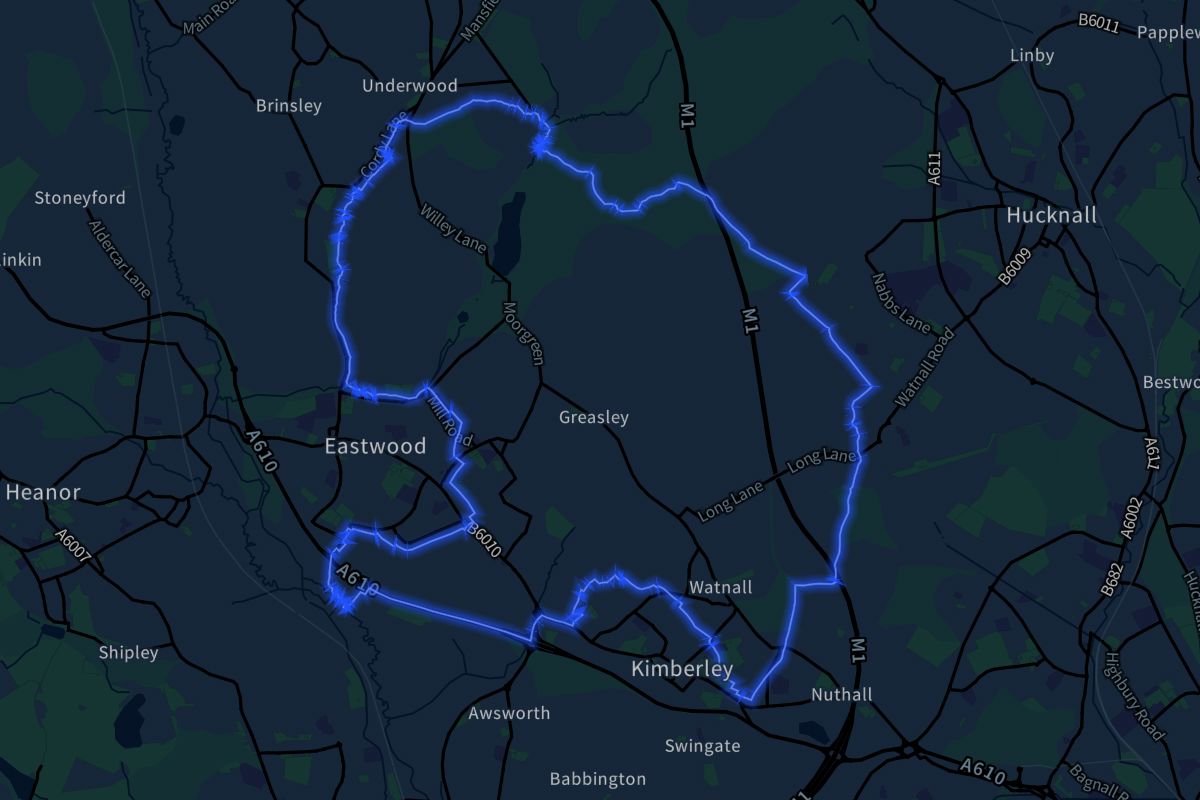 Greasley geographic boundaries dark outline