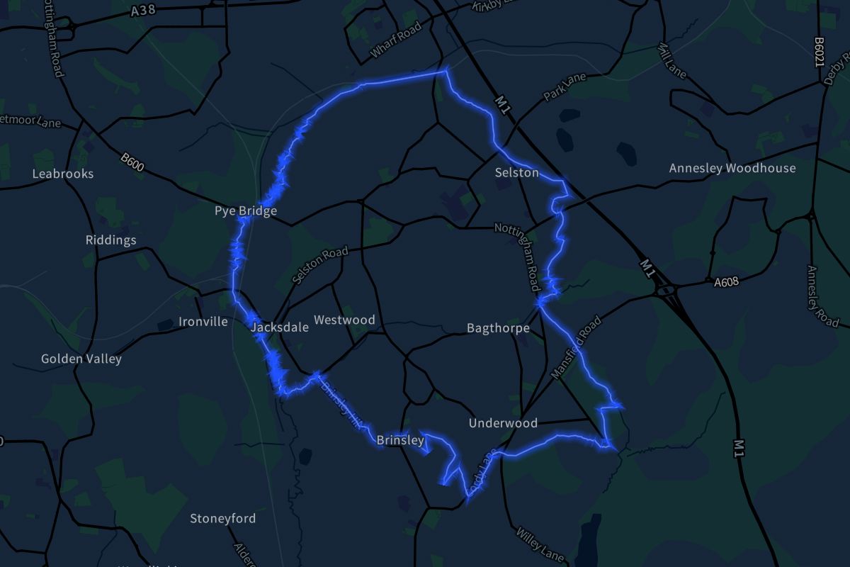 Selston geographic boundaries dark outline