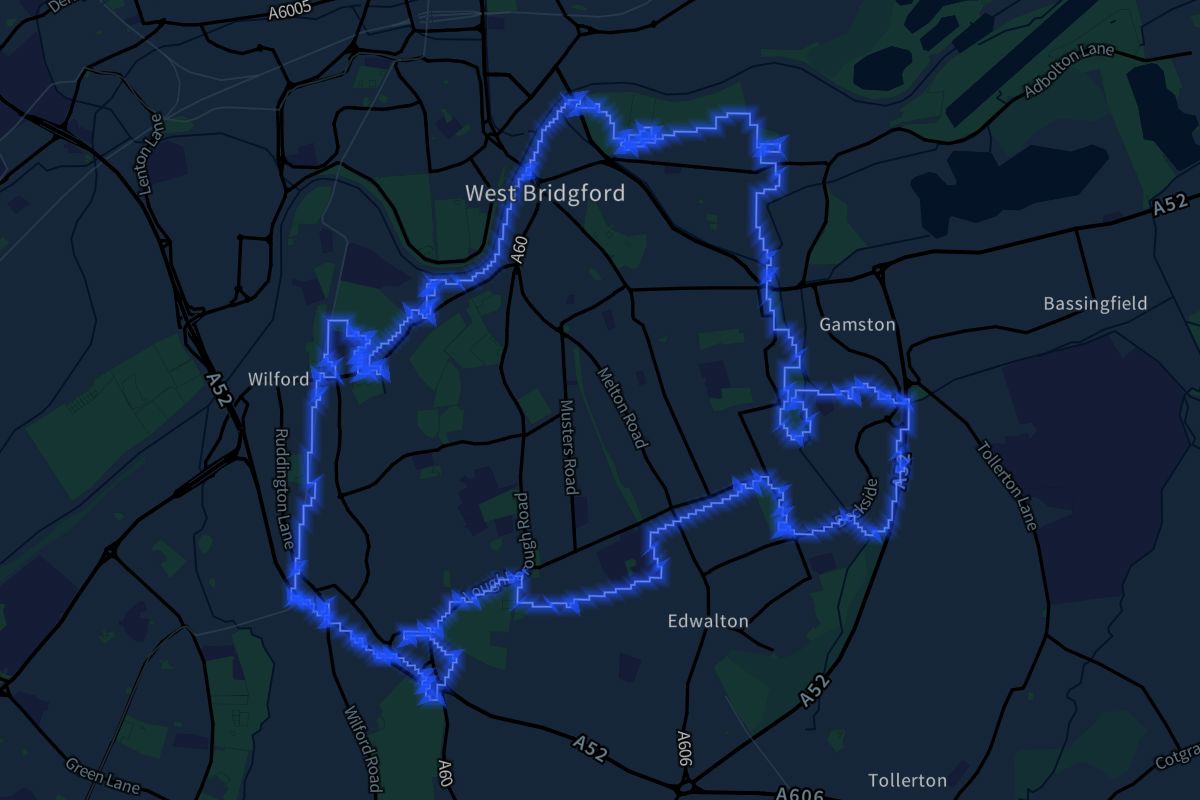West Bridgford geographic boundaries dark outline