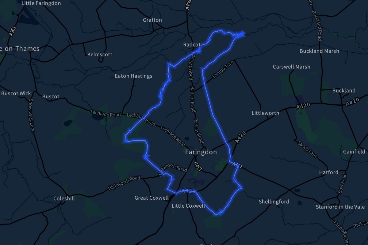 Great Faringdon geographic boundaries dark outline