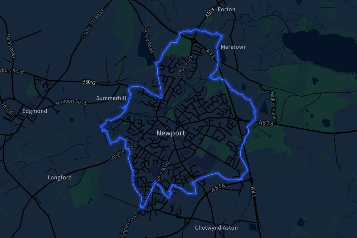 Newport geographic boundaries dark outline