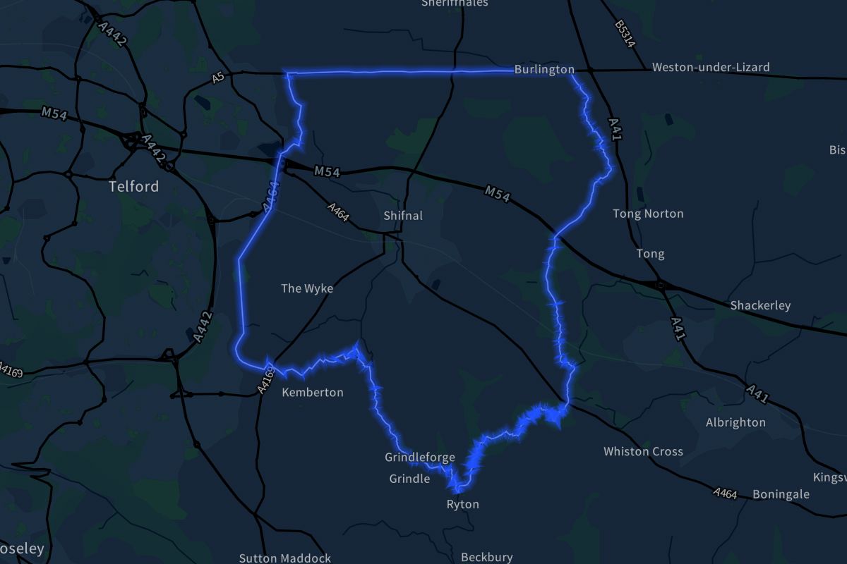 Shifnal geographic boundaries dark outline