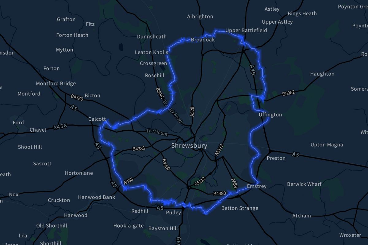Shrewsbury geographic boundaries dark outline