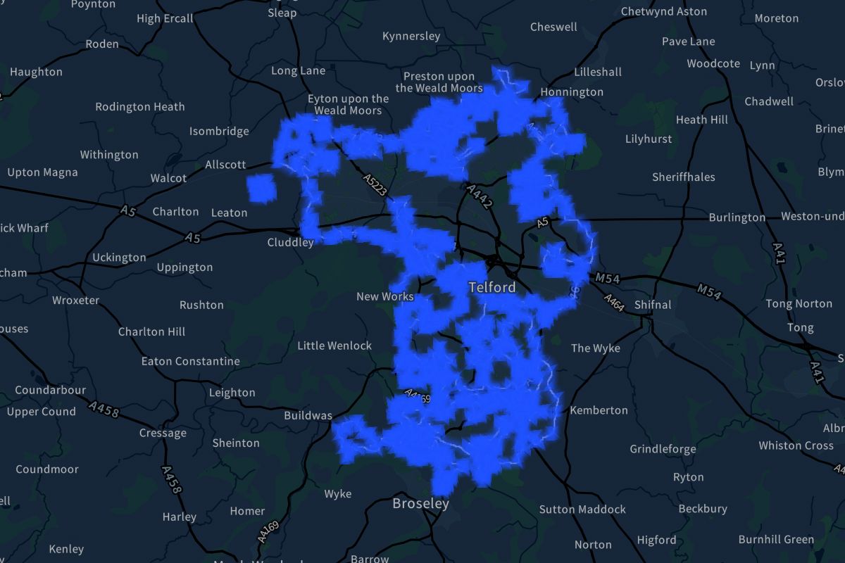Telford geographic boundaries dark outline