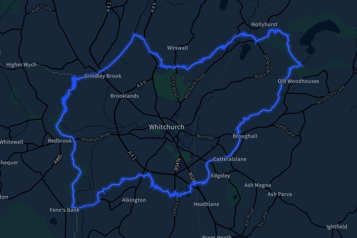 Whitchurch Urban geographic boundaries dark outline