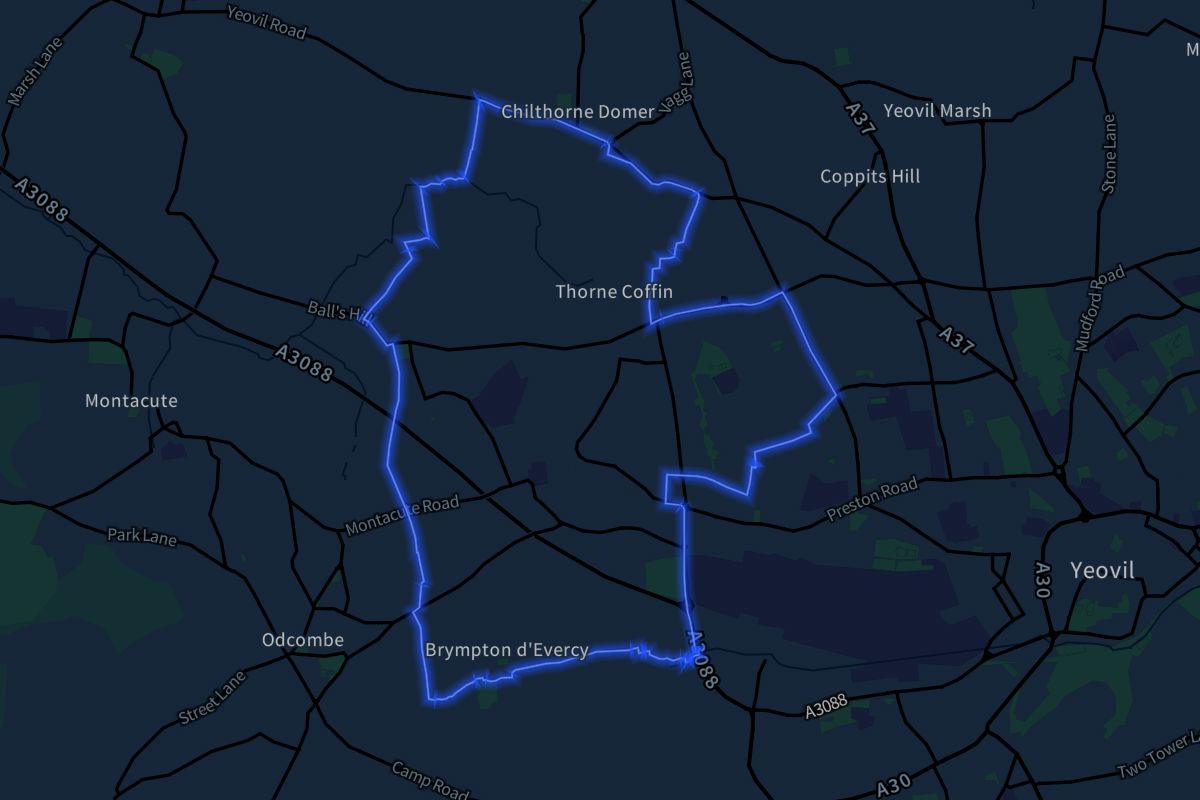 Brympton geographic boundaries dark outline