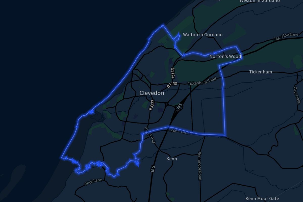 Clevedon geographic boundaries dark outline