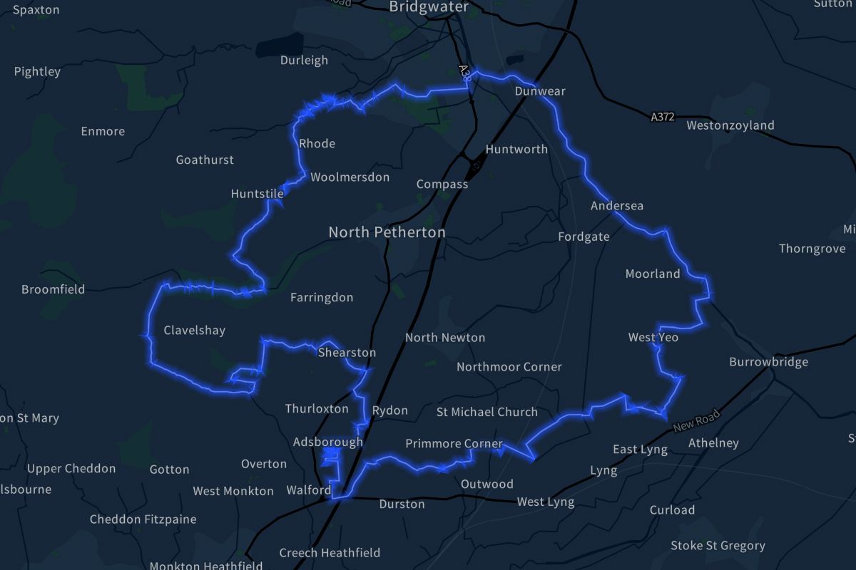 North Petherton geographic boundaries dark outline