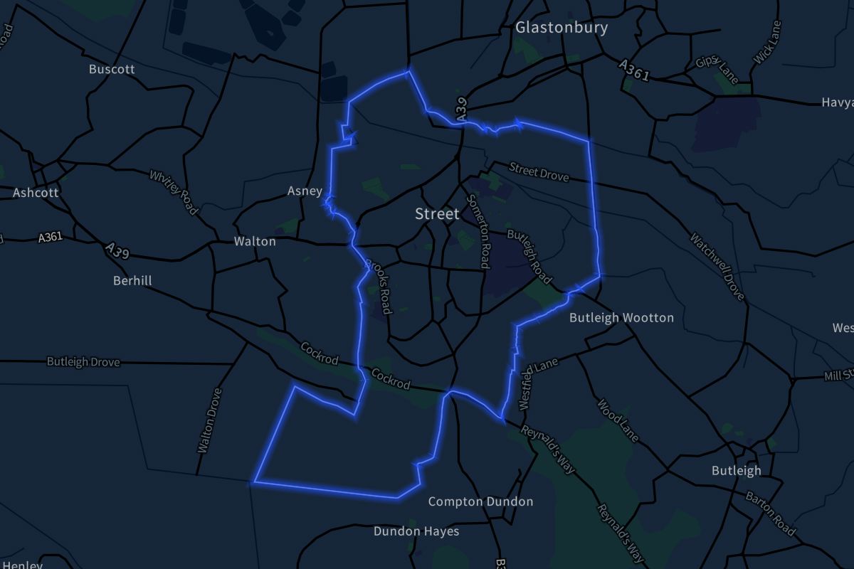 Street geographic boundaries dark outline