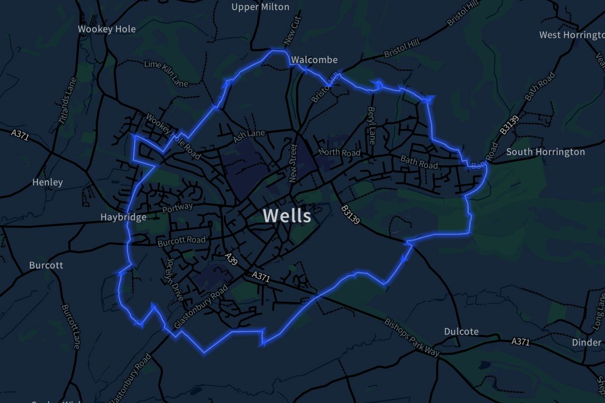 Wells geographic boundaries dark outline