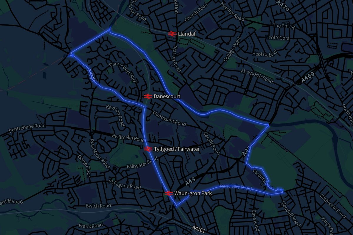 Llandaff geographic boundaries dark outline