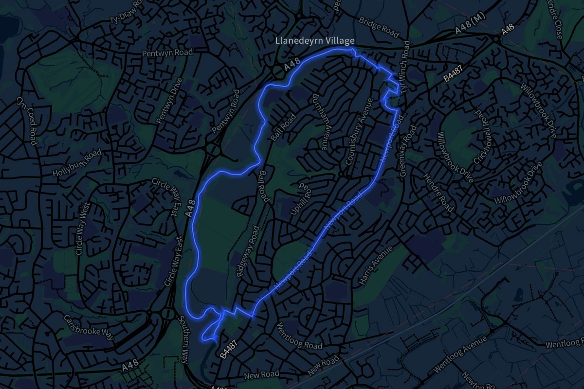 Llanrumney geographic boundaries dark outline