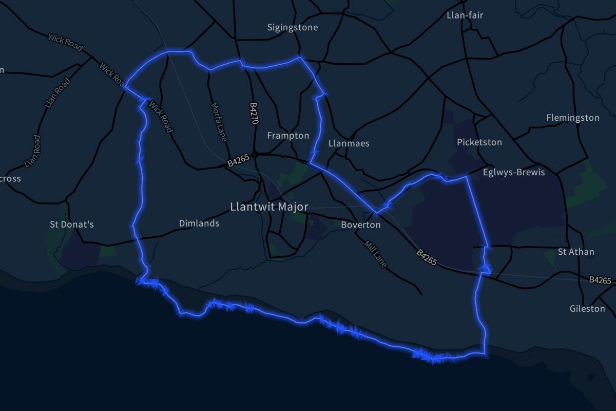 Llantwit Major geographic boundaries dark outline