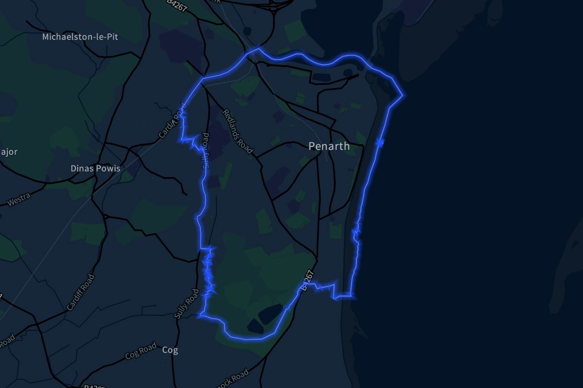 Penarth geographic boundaries dark outline