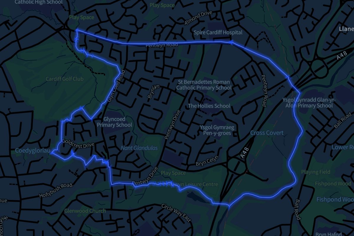 Pentwyn geographic boundaries dark outline