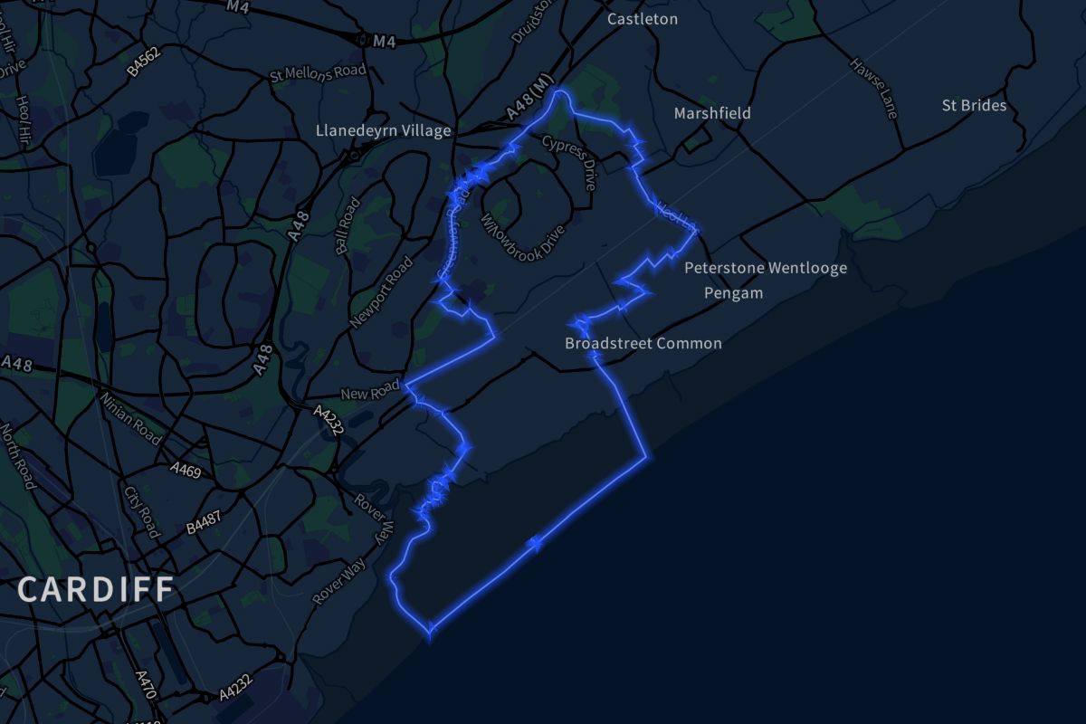 Trowbridge geographic boundaries dark outline