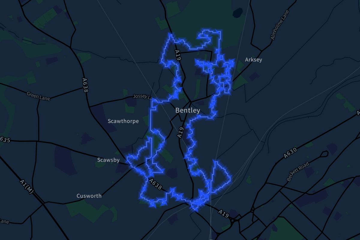 Bentley geographic boundaries dark outline