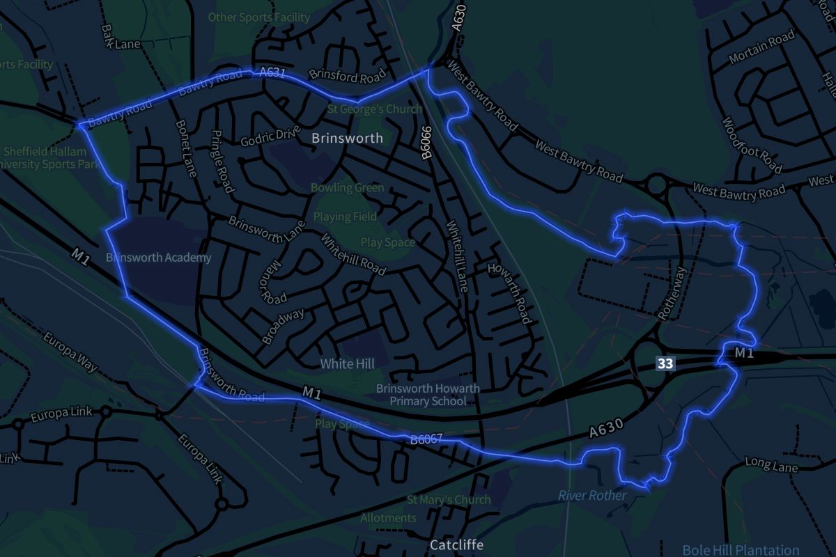 Brinsworth geographic boundaries dark outline