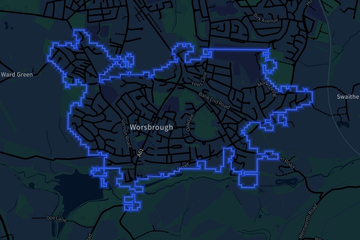 Worsbrough geographic boundaries dark outline