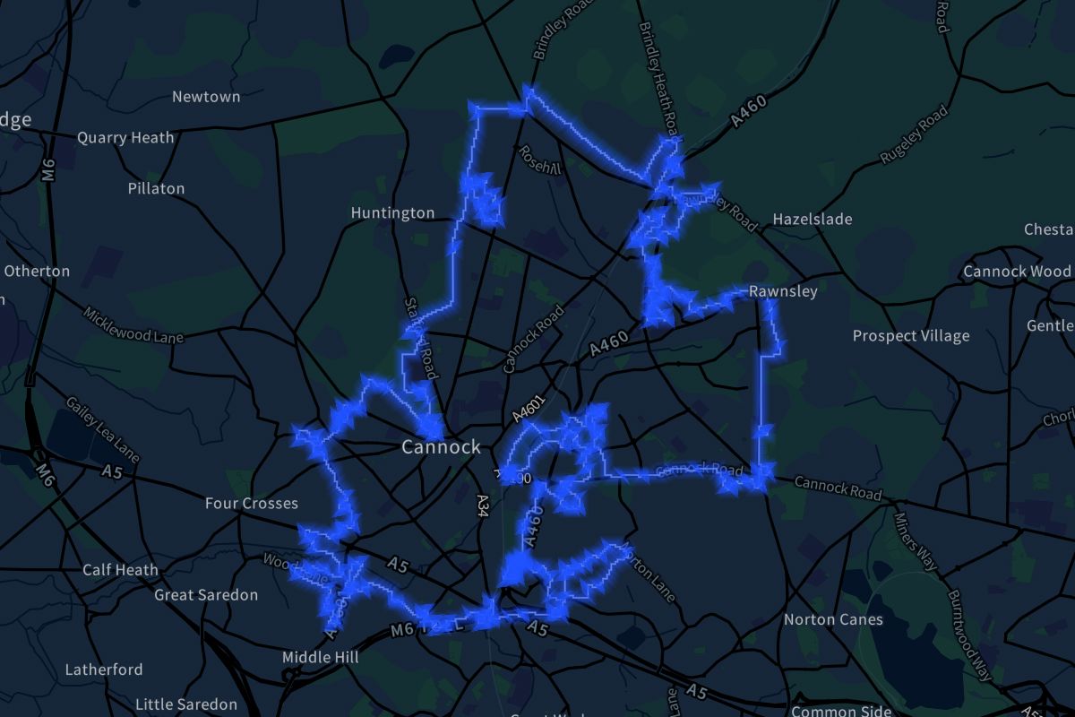 Cannock geographic boundaries dark outline