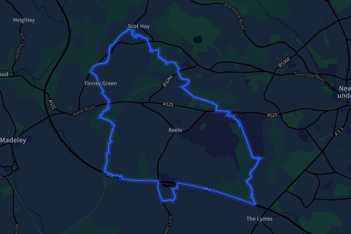 Keele geographic boundaries dark outline