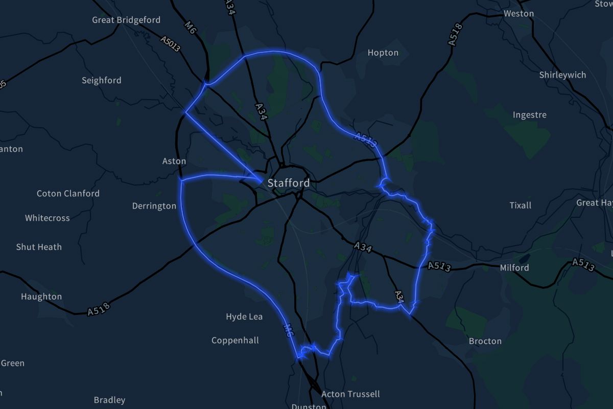 Stafford geographic boundaries dark outline