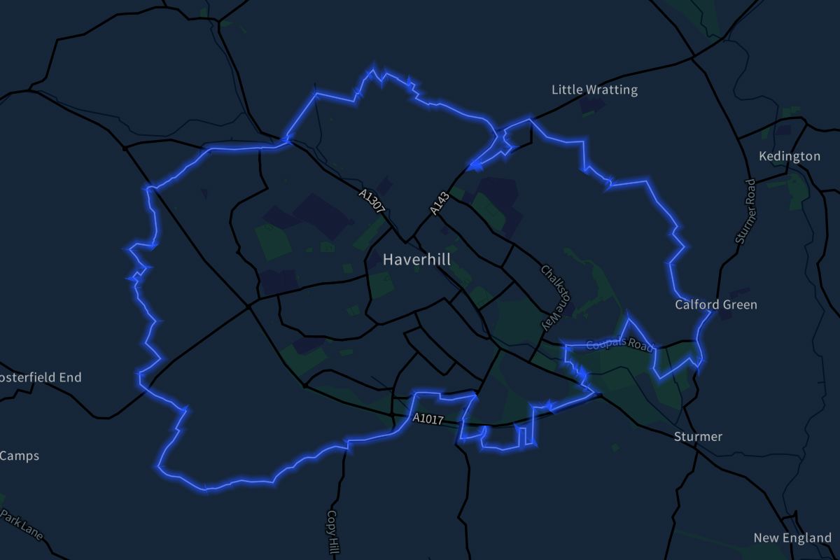 Haverhill geographic boundaries dark outline