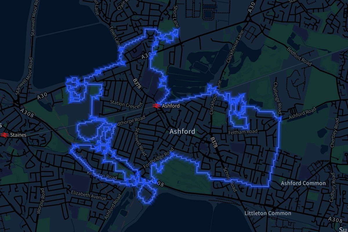 Ashford geographic boundaries dark outline
