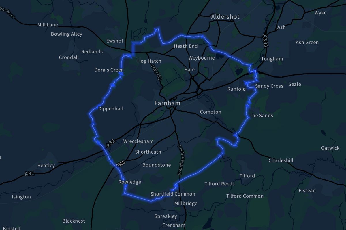 Farnham geographic boundaries dark outline