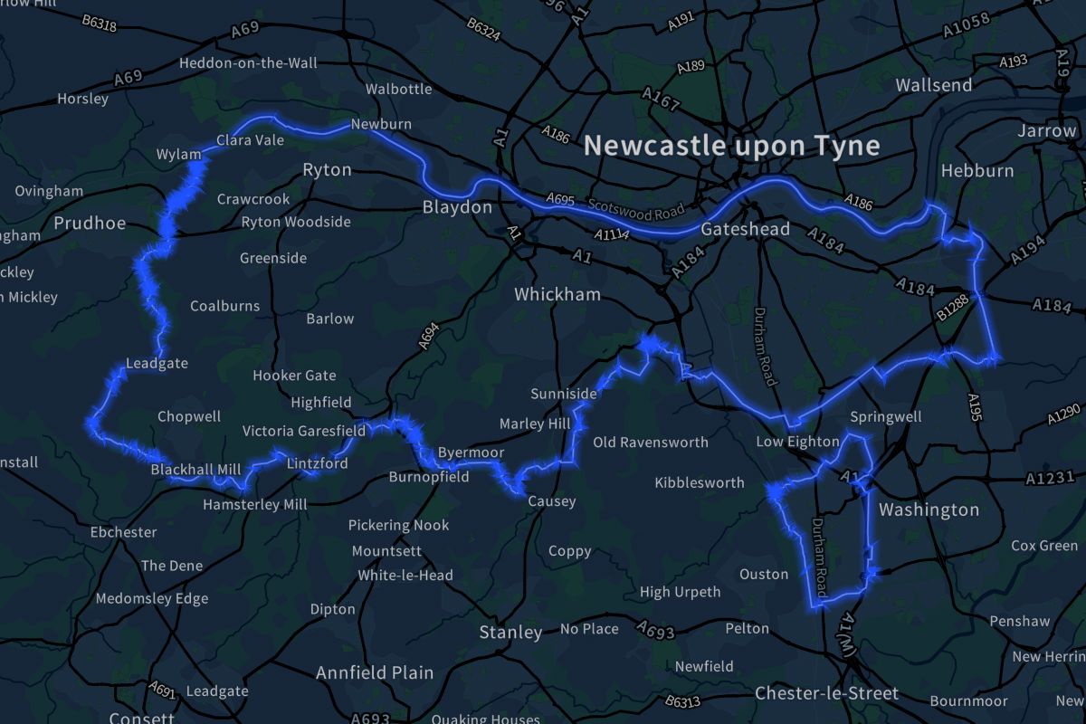 Gateshead geographic boundaries dark outline