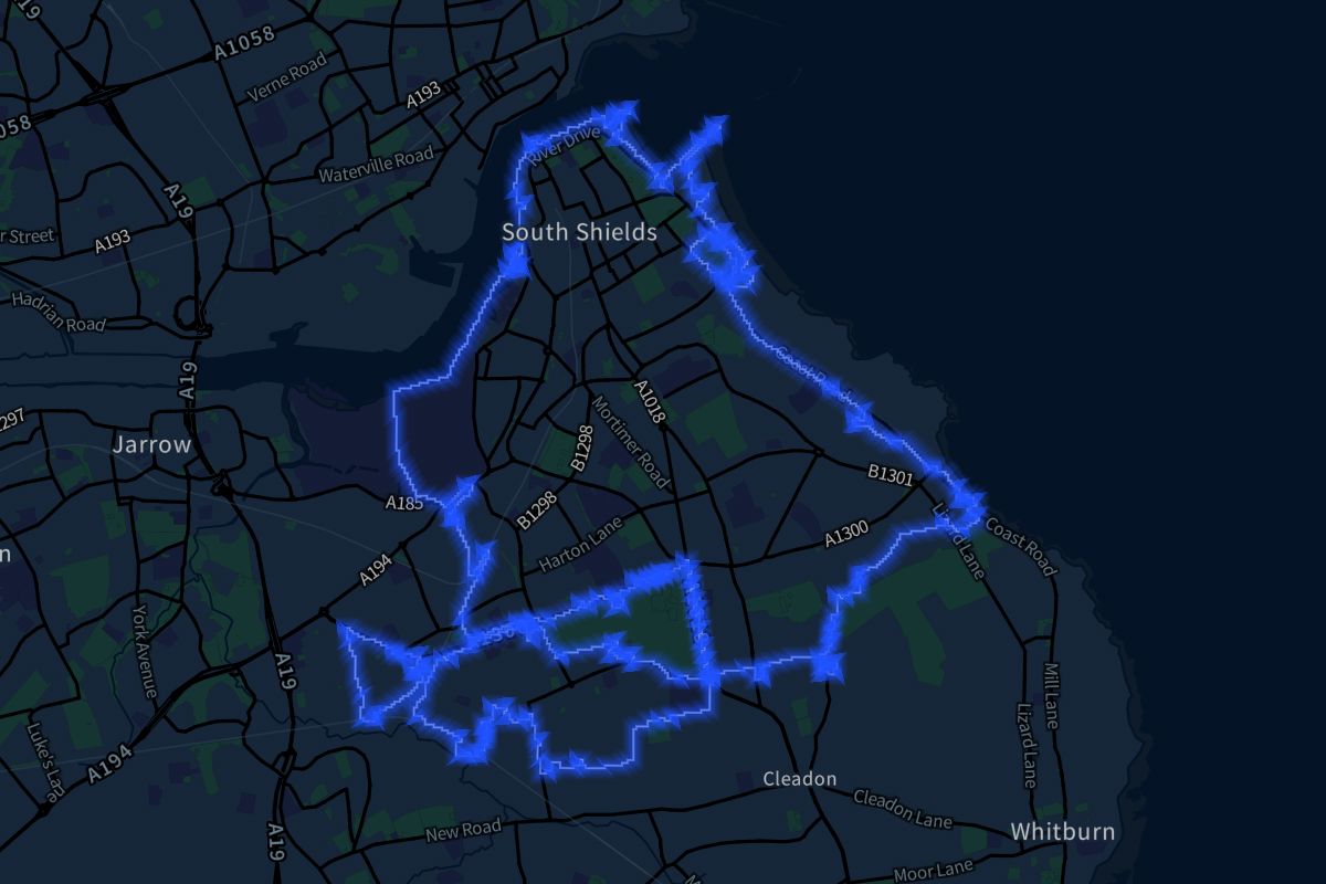 South Shields geographic boundaries dark outline