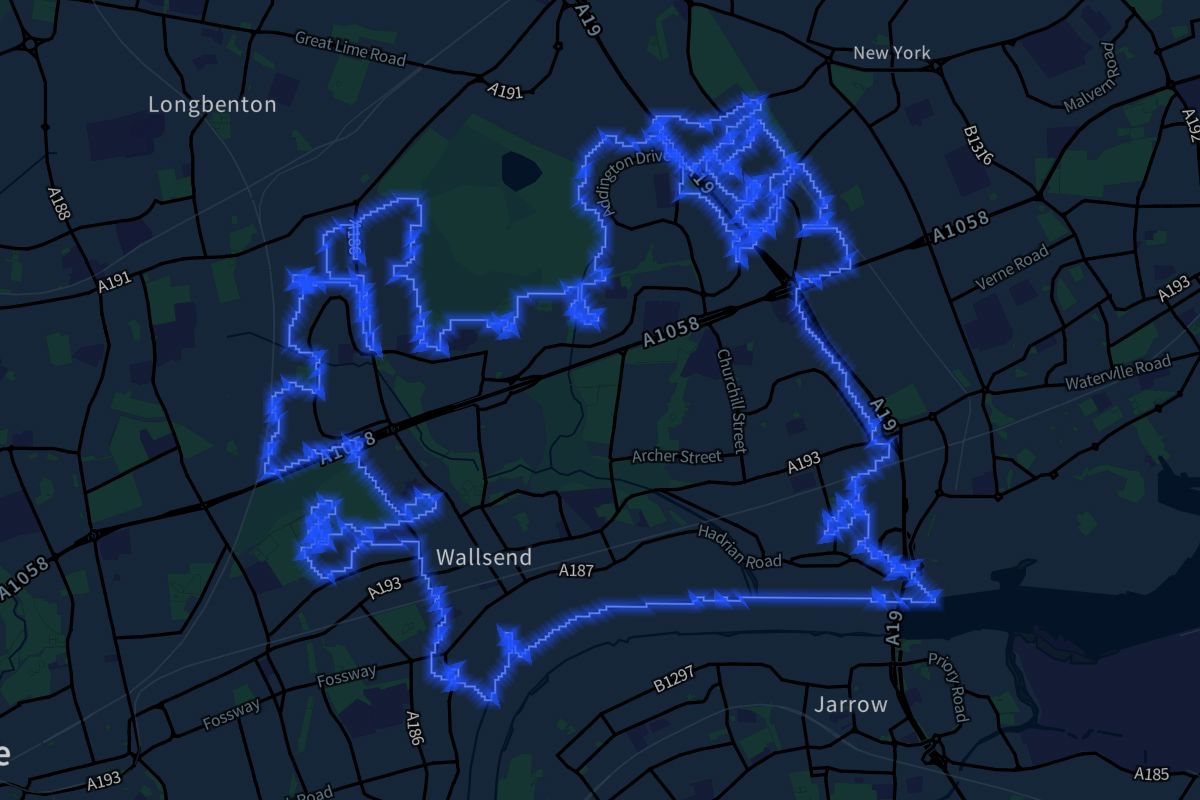 Wallsend geographic boundaries dark outline