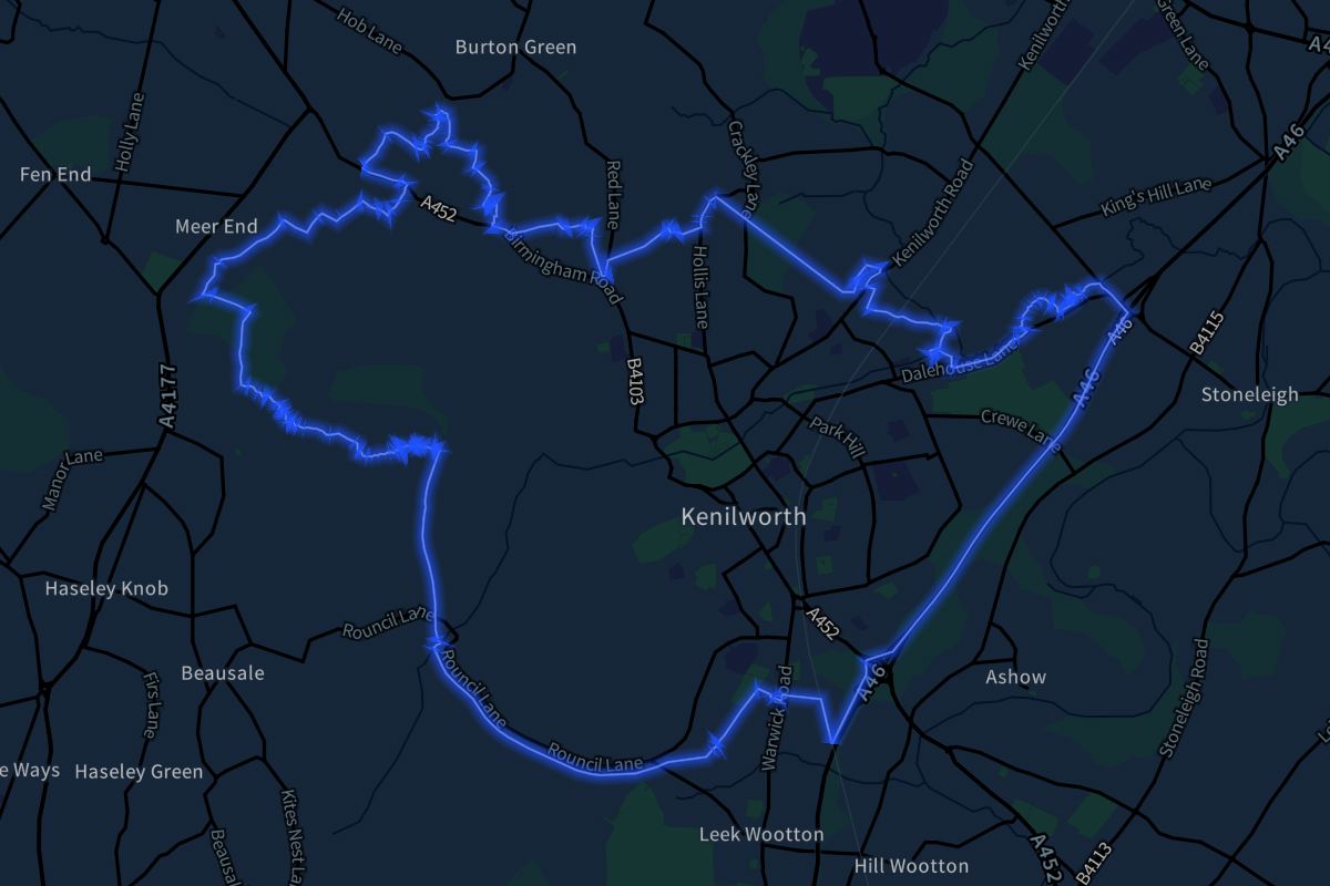 Kenilworth geographic boundaries dark outline