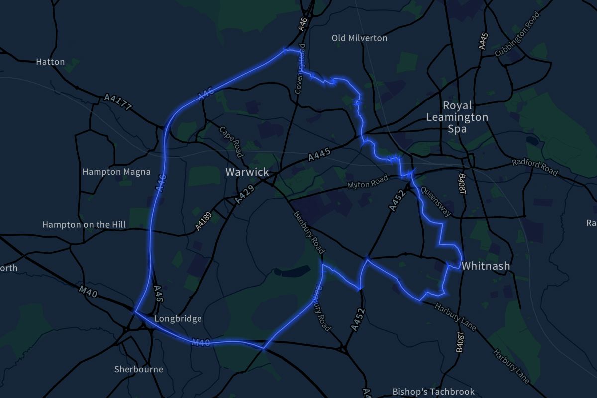 Warwick geographic boundaries dark outline