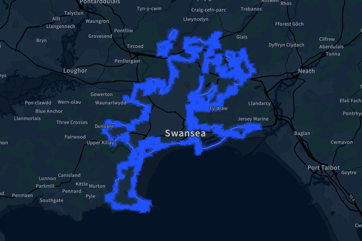 Swansea geographic boundaries dark outline