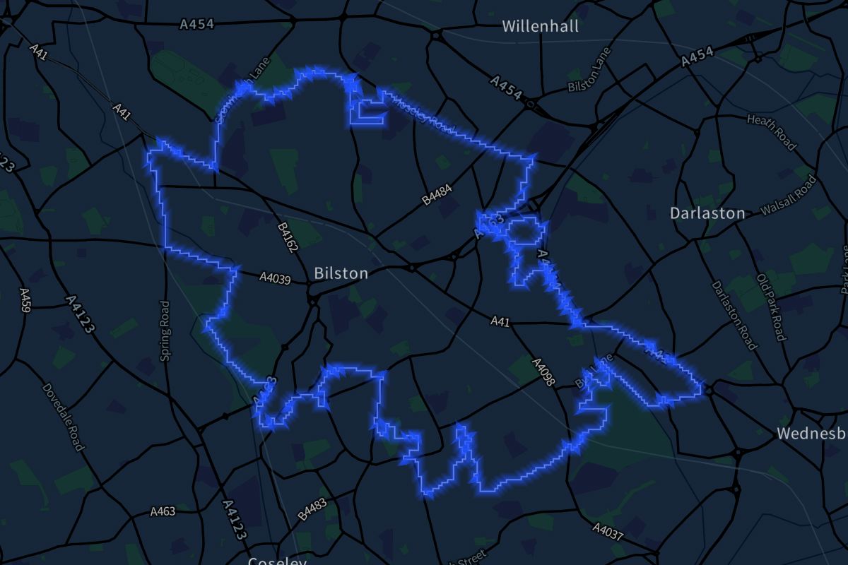 Bilston geographic boundaries dark outline