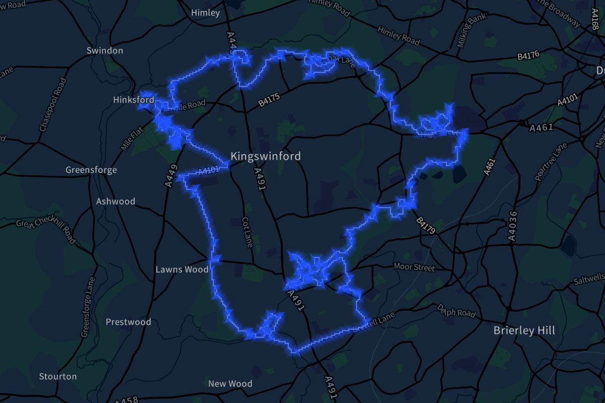 Kingswinford geographic boundaries dark outline