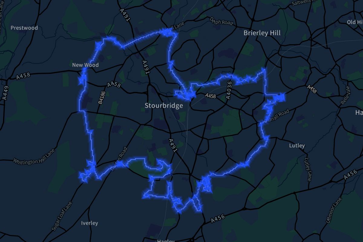 Stourbridge geographic boundaries dark outline