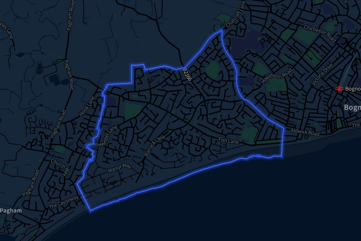 Aldwick geographic boundaries dark outline