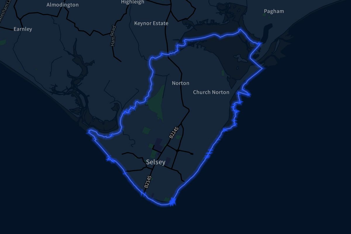 Selsey geographic boundaries dark outline
