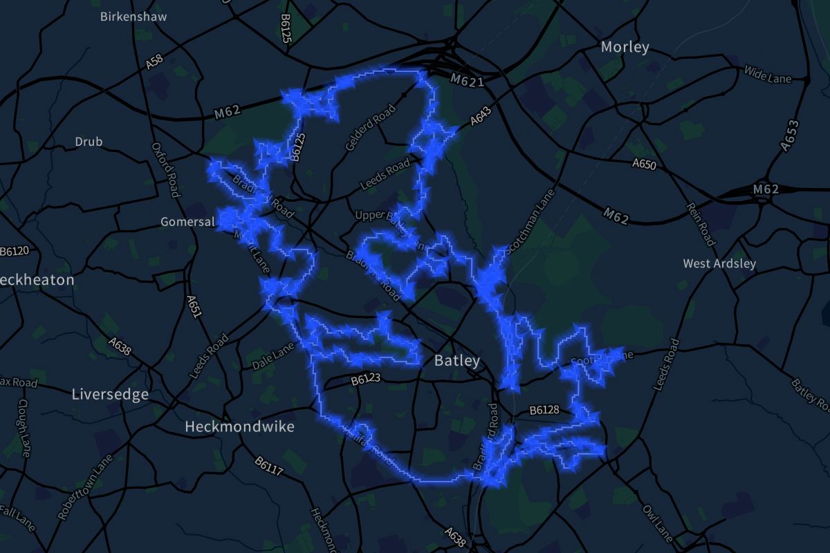 Batley geographic boundaries dark outline