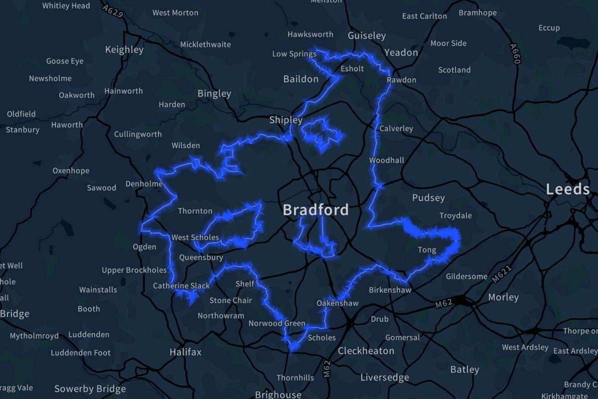 Bradford geographic boundaries dark outline