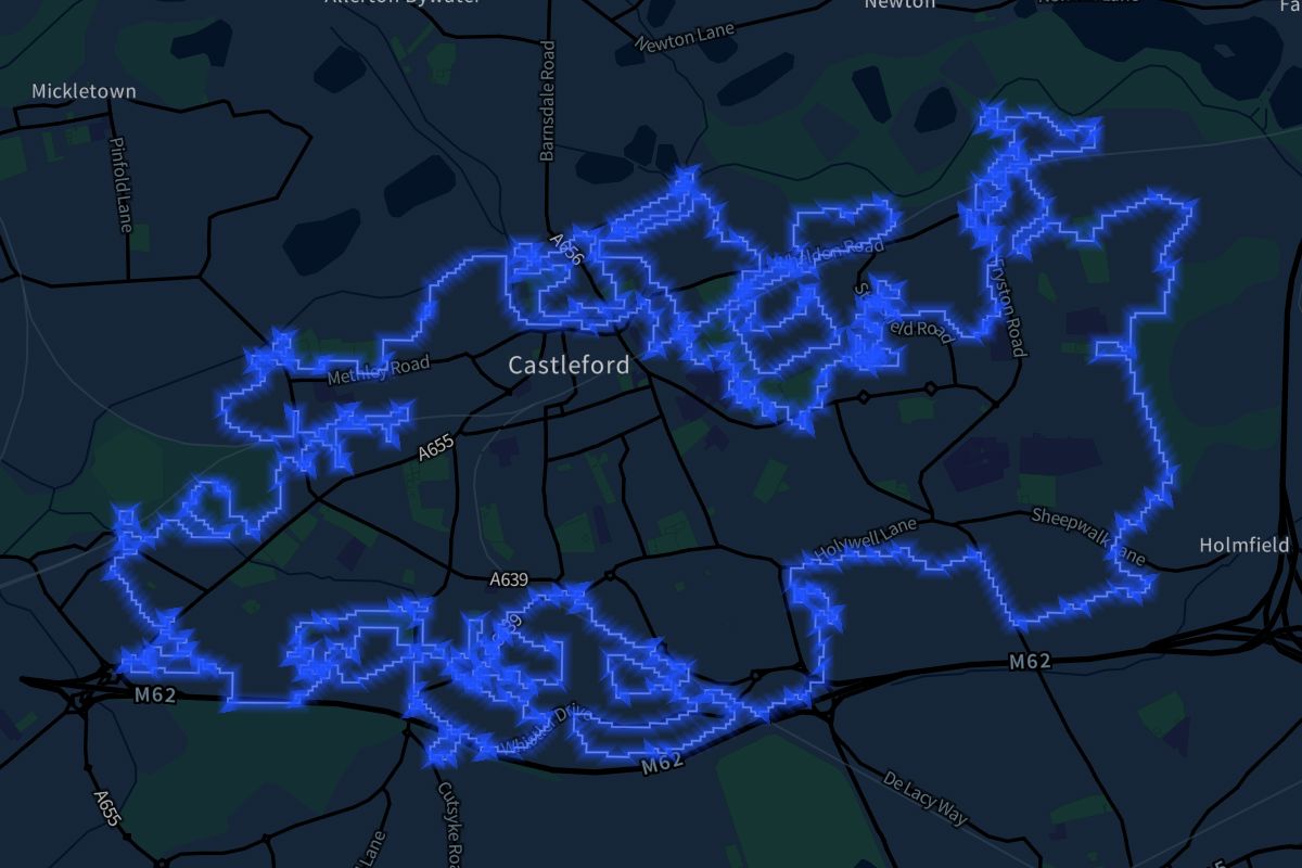 Castleford geographic boundaries dark outline