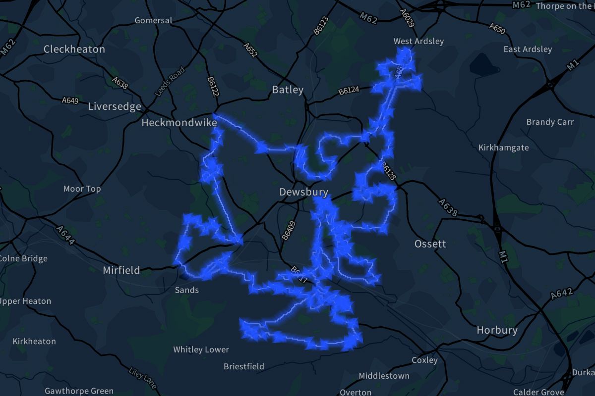 Dewsbury geographic boundaries dark outline