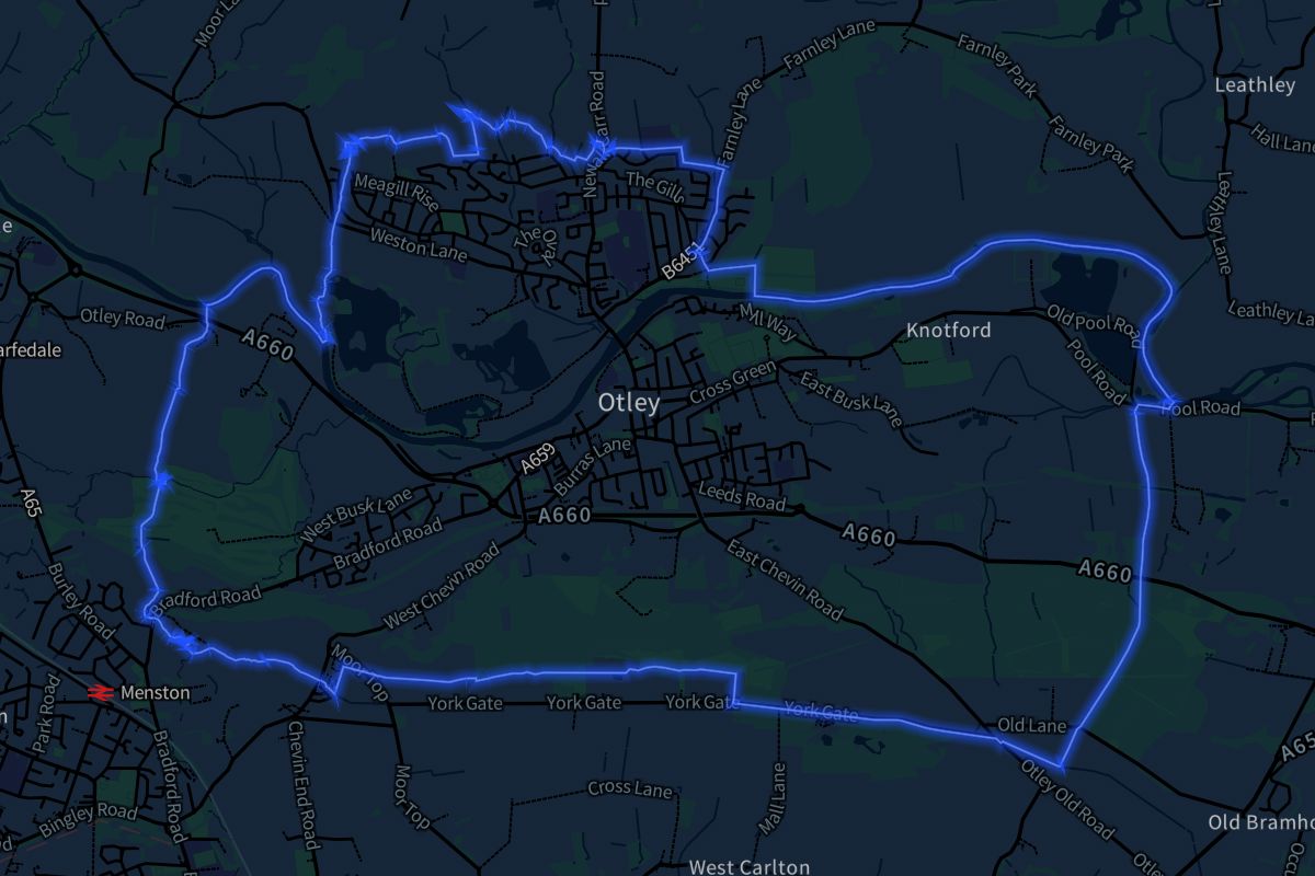 Otley geographic boundaries dark outline