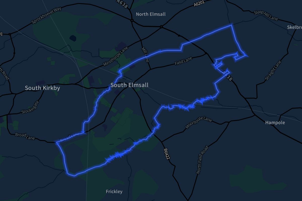 South Elmsall geographic boundaries dark outline