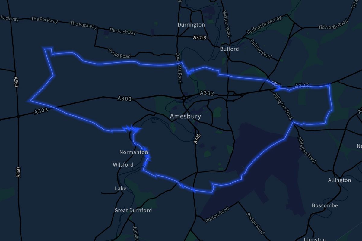 Amesbury geographic boundaries dark outline