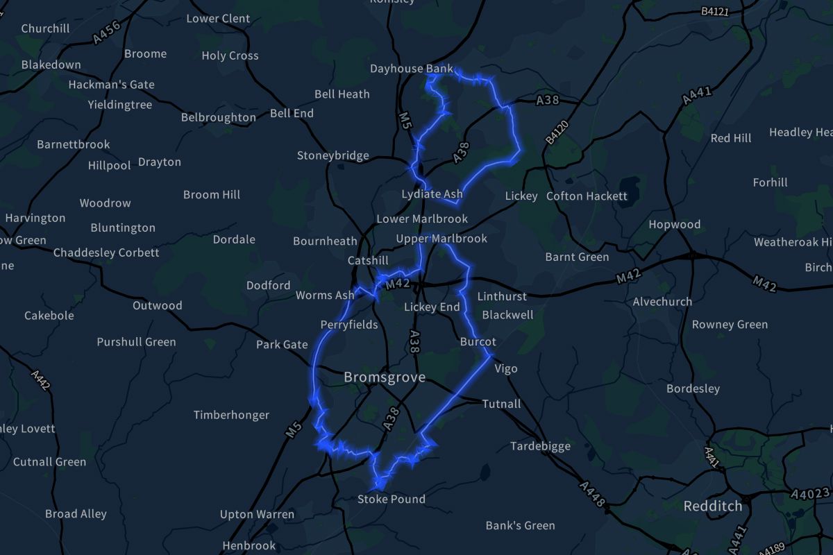 Bromsgrove geographic boundaries dark outline